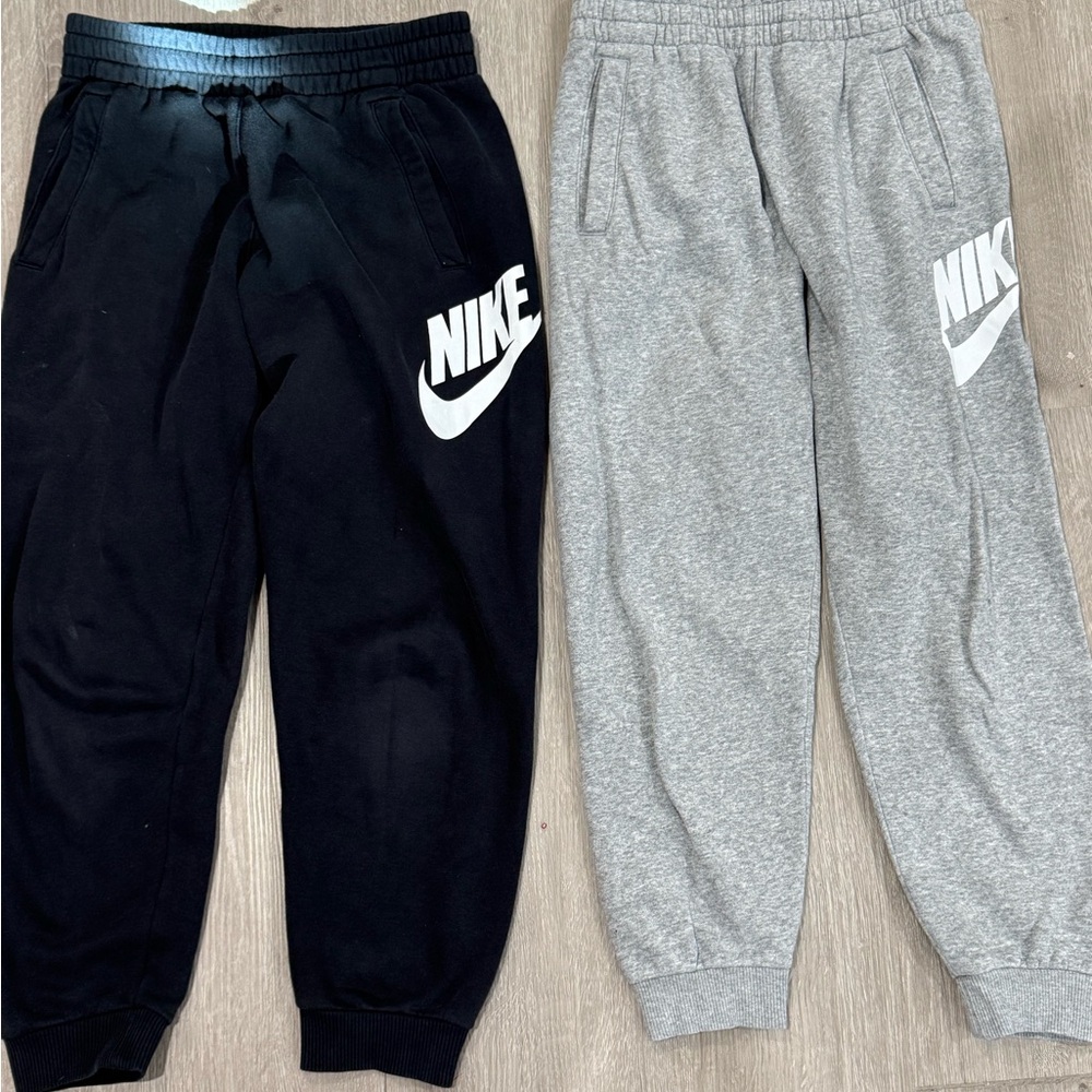 Nike Kids Sweatpants Joggers in Black and Gray with White Logo